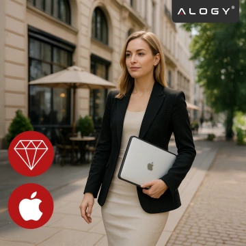 Etui ochronne do Apple Macbook Air 15 M2 2023 / M3 2024 (A2941, A3114) Alogy MatteGuard™ obudowa Matowa Przezroczysta Biel z czarną ramką