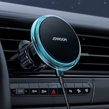 Joyroom Magnetische Autohalterung Qi Kabelloses Induktionsladegerät 15 W (MagSafe-kompatibel für iPhone) Lüftungsöffnung Silber (JR-ZS291)