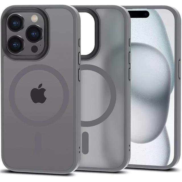 Etui do iPhone 15 Pro obudowa Mag Safe Case pokrowiec plecki na telefon MagMat matowe szare