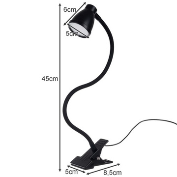 Lampka biurkowa LED 24 5w 360 z klipsem Giętka z regulacją światła pilot czarna