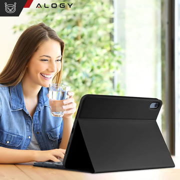 Etui ochronne z klawiatura bezprzewodowa Alogy Keyboard Case z miejscem na rysik do Apple iPad 10.9 2022 Czarne + Szkło