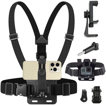 Sportgurt Alogy Chest Brusthalter für Kamera, GoPro-Kameras, Universaltelefon Schwarz