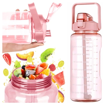 Große Flasche, Trinkflasche Alogy MotivHydro Motivational Messbecher 2l 2000ml Pink