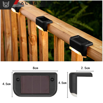 Lampa solarna ogrodowa LED zestaw x8 na taras balkon schody balustradę z czujnikiem zmierzchu akumulator AAA czarna