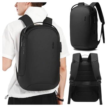 Plecak Antykradzieżowy wodoodporny Bange na laptopa 15.6" miejski podróżny 48x30x16 cm do pracy samolotu męski damski z gniazdem USB i zamkiem szyfrowym Czarny