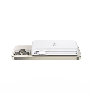 Powerbank magnetyczny z przewodem PB31 Lifemag Magsafe Power Bank 10000 mAh (Typ C + Lightning) Biały