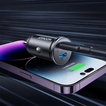 Metalowa ładowarka samochodowa Joyroom JR-CCN06 30 W, 2× USB-C – czarna