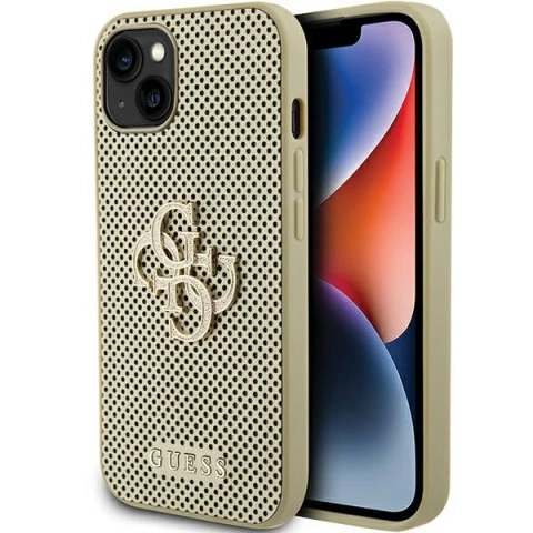 Etui Guess GUHCP15SPSP4LGD für iPhone 15 6,1" złoty/gold hardcase Perforated 4G Glitter