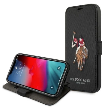 Etui na telefon US Polo Embroidery Collection book iPhone 12/12 Pro 6,1" czarny/black