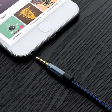 Audiokabel 2x Miniklinke - Klinke 3,5 mm lang AUX-Kabel Starkes Geflecht 1,5 m Blau