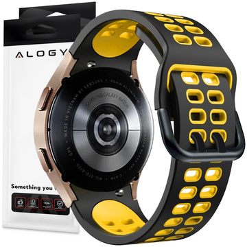 Alogy Softband Sportarmband Smartwatch Rubber für Samsung Galaxy Watch 4/5 40/42/44/45mm Schwarz & Gelb