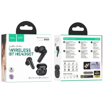 Słuchawki bezprzewodowe Bluetooth HOCO TWS EQ23 Etui ładujące Czarne