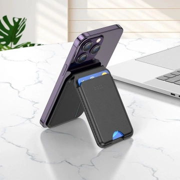 Portfel Magnetyczny Hoco GT3 MagSafe z Podstawką do iPhone Czarny