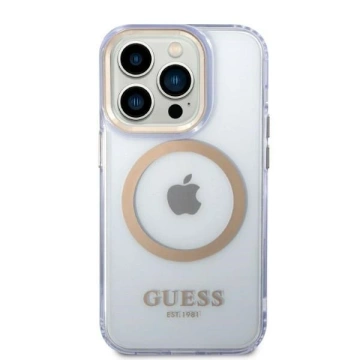 Etui Guess GUHMP14XHTCMU iPhone 14 Pro Max 6,7" purpurowy/purple hard case Gold Outline Translucent MagSafe