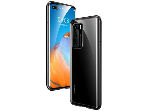 Etui magnetyczne szklane Dr.Fit dwustronne do Huawei P40 Czarne