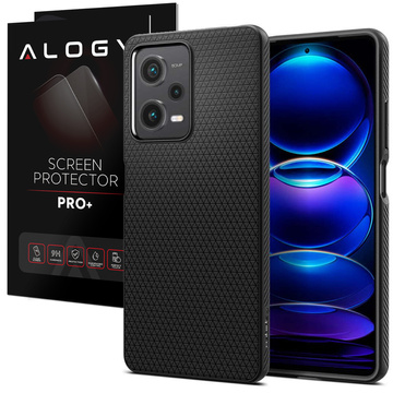 Etui na telefon Spigen Liquid Air obudowa ochronna do Xiaomi Redmi Note 12 Pro 5G / Poco X5 Pro 5G Matte Black + Szkło