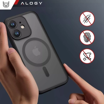 Etui do Apple iPhone 12 obudowa Alogy MagSafe Hybrid Matte Case pokrowiec matowy z ochroną obiektywu czarny + Szkło