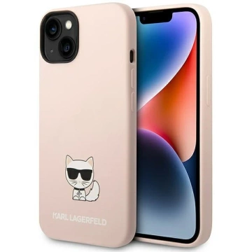 Handyschutzhülle Karl Lagerfeld KLHCP14SSLCTPI für Apple iPhone 14 6.1" Hardcase Hellrosa/Hellrosa Choupette Body aus Silikon