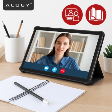 Etui do Lenovo Tab 10.1 TB-311, Smukłe Ochronne z Klapką, Składana Okładka Slim, Alogy BookGuard™ – Czarne + SZKŁO HARTOWANE