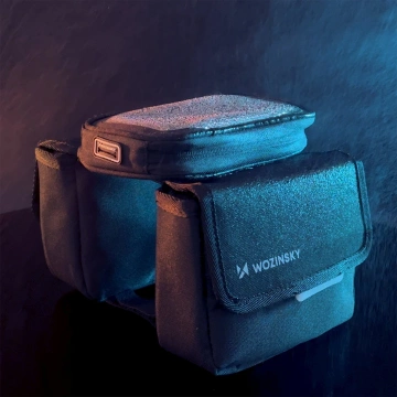 Wozinsky torba rowerowa na ramę sakwa na rower wodoodporne etui na telefon 1,5l czarny (WBB26BK)
