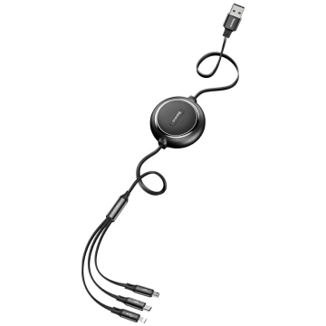 Baseus Golden Loop 3in1 ausziehbares Kabel USB - Micro USB / Lightning / USB-C 3.5A 35cm - 120cm schwarz (CAMLT-JH01)