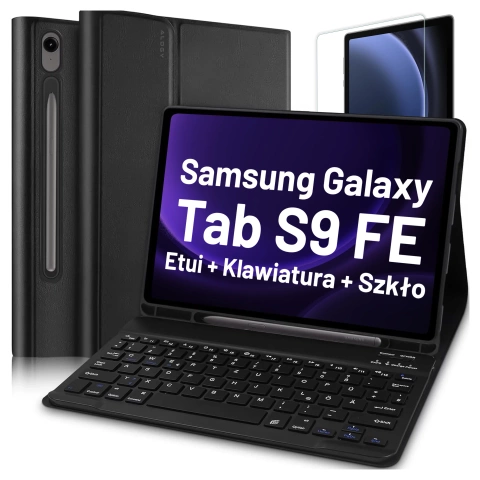 Etui z klawiaturą z miejscem na rysik do Samsung Galaxy Tab S9 FE 10.9" Alogy Keyboard Case Czarne + Szkło