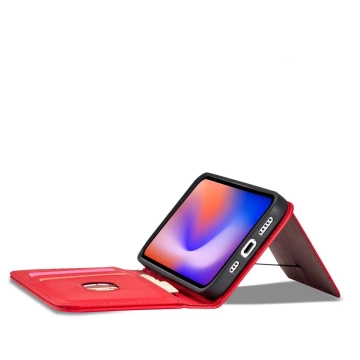 Magnetkartenhülle für iPhone 12 Pro Tasche Kartenetui Kartenhalter Rot