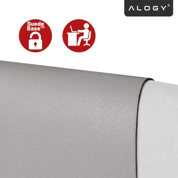 Podkładka na biurko 100×50 cm – antypoślizgowa mata ochronna z eleganckiej ekoskóry PU, pod mysz i klawiaturę, stylowa i trwała – Alogy WorkMat™ Szara