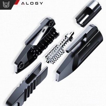 Alogy 2in1 Autosicherheitshammer, Fensterbrecher, Sicherheitsgurtmesser, Schwarz