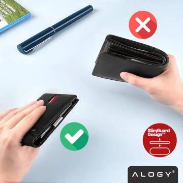 RFID-Schutzhülle für Geldbörsen, blockiert Signale für Karten und Dokumente, dünn, klein, Alogy, Herren- und Damengeldbörse, Schwarz