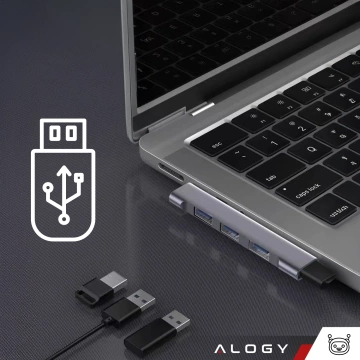 HUB-Splitter Alogy Adapter für Computer-Laptop mit USB-A auf 3x USB-A 2.0 1x USB-A 3.0 Grau
