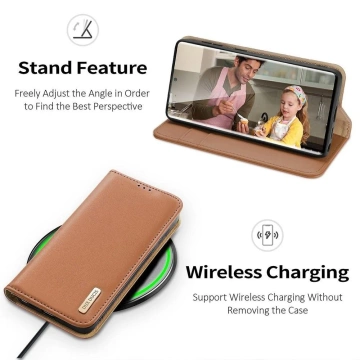 Etui DUX DUCIS Hivo - skórzane etui portfelik do Samsung Galaxy S24 Plus brązowe