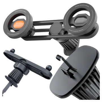 Uchwyt samochodowy do kratki wentylacyjnej – podwójny uchwyt do MagSafe na 2 telefony, mocny i stabilny, magnetyczna konstrukcja – Alogy MagGrip™ Duo Czarny