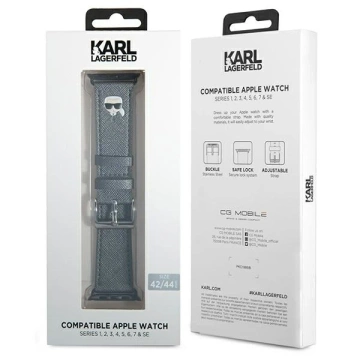 Pasek do smartwatcha Karl Lagerfeld KLAWLOKHG do Apple Watch 42/44/45mm srebrny/silver strap Saffiano Karl Heads