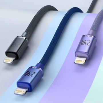 Baseus Crystal Shine Series Kabel USB-Kabel für schnelles Aufladen und Datenübertragung USB Typ A - Lightning 2.4A 2m schwarz (CAJY000101)