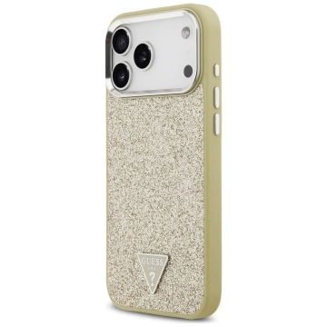 Etui Guess Glitter Triangle Logo MagSafe na iPhone 17 Pro Max - Złote