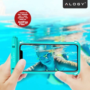 Etui Wodoodporne Uniwersalne IPX8 do Telefonów do 6.5", Wodoszczelna Ochrona na Plażę, Basen i Kajak, Dotykowy Front i Pasek na Szyję, Alogy HydroShield™ – Zielone