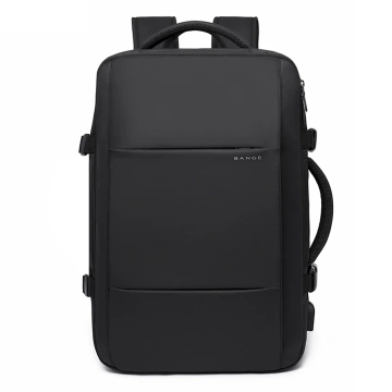 Plecak wodoodporny Bange na laptopa 15.6" miejski podróżny 47x31x15-25 cm do pracy samolotu męski damski z portem USB Czarny