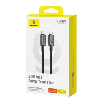 Baseus Crystal Shine 100W USB-C auf USB-C Kabel, 1,5m 20Gb (Schwarz)