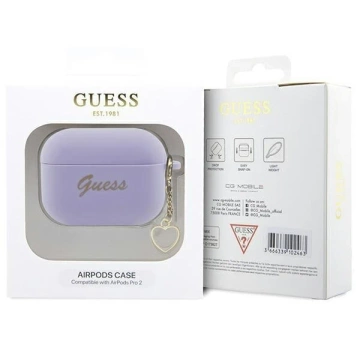 Etui ochronne na słuchawki Guess GUAP2LSCHSU do Apple AirPods Pro 2 cover purpurowy/purple Silicone Charm Heart Collection