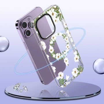 Etui ochronne MagMood do MagSafe do iPhone 15 Pro Max spring daisy