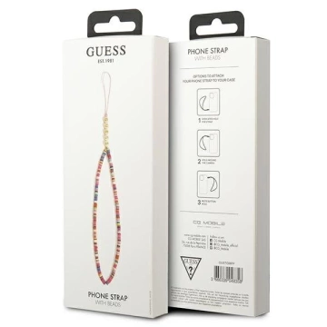 Guess zawieszka GUSTGMPP Phone Strap wielokolorowy różowy Heishi Beads