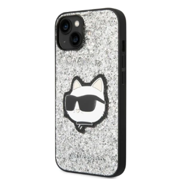 Karl Lagerfeld KLHCP14MG2CPS Schutzhülle für Apple iPhone 14 Plus 6,7" Silber/Silber Hardcase Glitter Choupette Patch