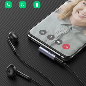 Ugreen AV154 Adapter USB-C auf Mini-Klinke 3,5 mm Audio 90° Grau