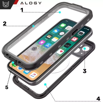 Alogy HydroArmor™ IP68 wasserdichte Hülle mit transparenter Rückseite, 360-Panzerabdeckung für MagSafe für Apple iPhone 16 Plus