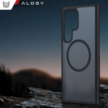 Etui do Samsung Galaxy S24 Ultra obudowa Mag Safe Case pokrowiec plecki na telefon MagMat matowe czarne + Szkło