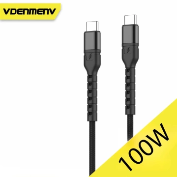 Denmen USB-C-auf-USB-C-Kabel, 100 W, 1 m, Schnellladung, Schwarz