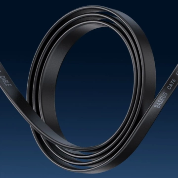 Przewód Baseus Speed Six kabel sieciowy płaski RJ45 1000Mbps 15m czarny (WKJS000301)