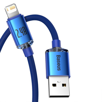 1,2 m Baseus Crystal-Kabel USB-Kabel für Lightning iPhone 2.4A Blau
