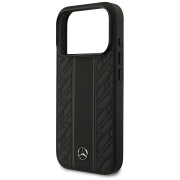 Etui do iPhone 17 Pro Mercedes-Benz Leather Laurel Leaves MagSafe Black